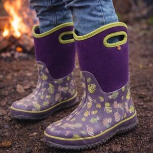 sloth print BOGS Boots with Lime Trim Girls boys size 6